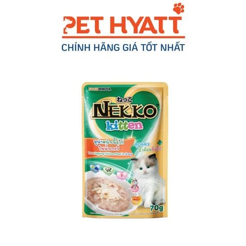  Pate Cho Mèo Vị Cá Ngừ & Gà NEKKO KITTEN Tuna Topping Chicken Meat In Gravy 