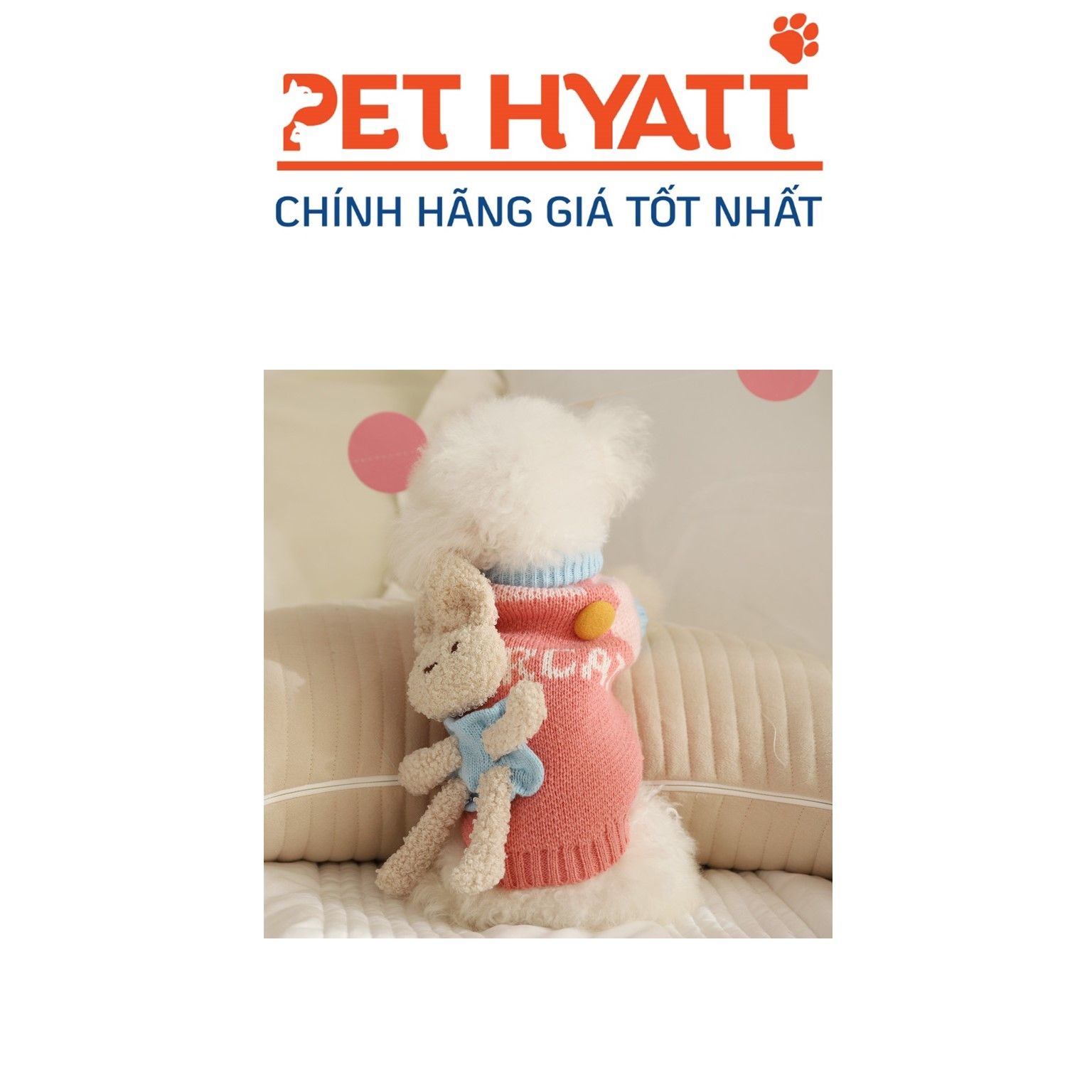 Áo Len Đính Kèm Gấu Nhồi Bông Ở Lưng Cho Thú Cưng