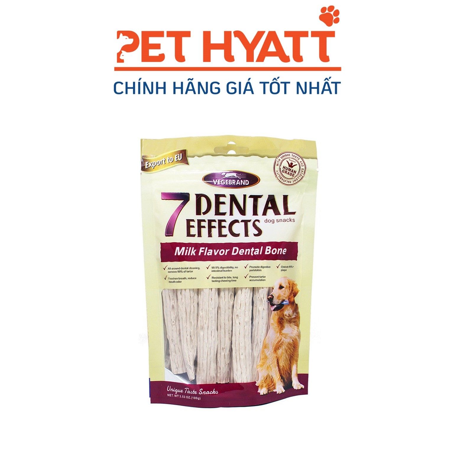 Bánh Thưởng hình Xương Cho Chó Vị Sữa Gặm Sạch Răng VEGEBRAND 7 Dental Effects