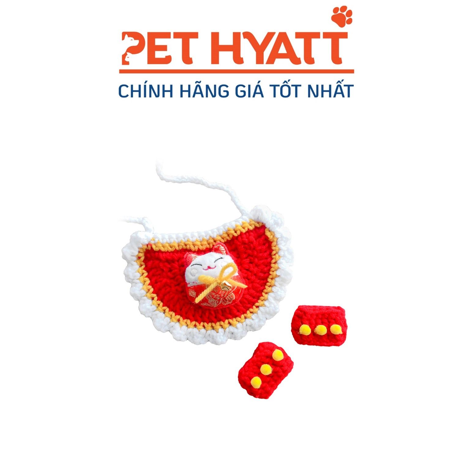 Yếm Mèo Thần Tài & Găng Tay Cho Thú Cưng