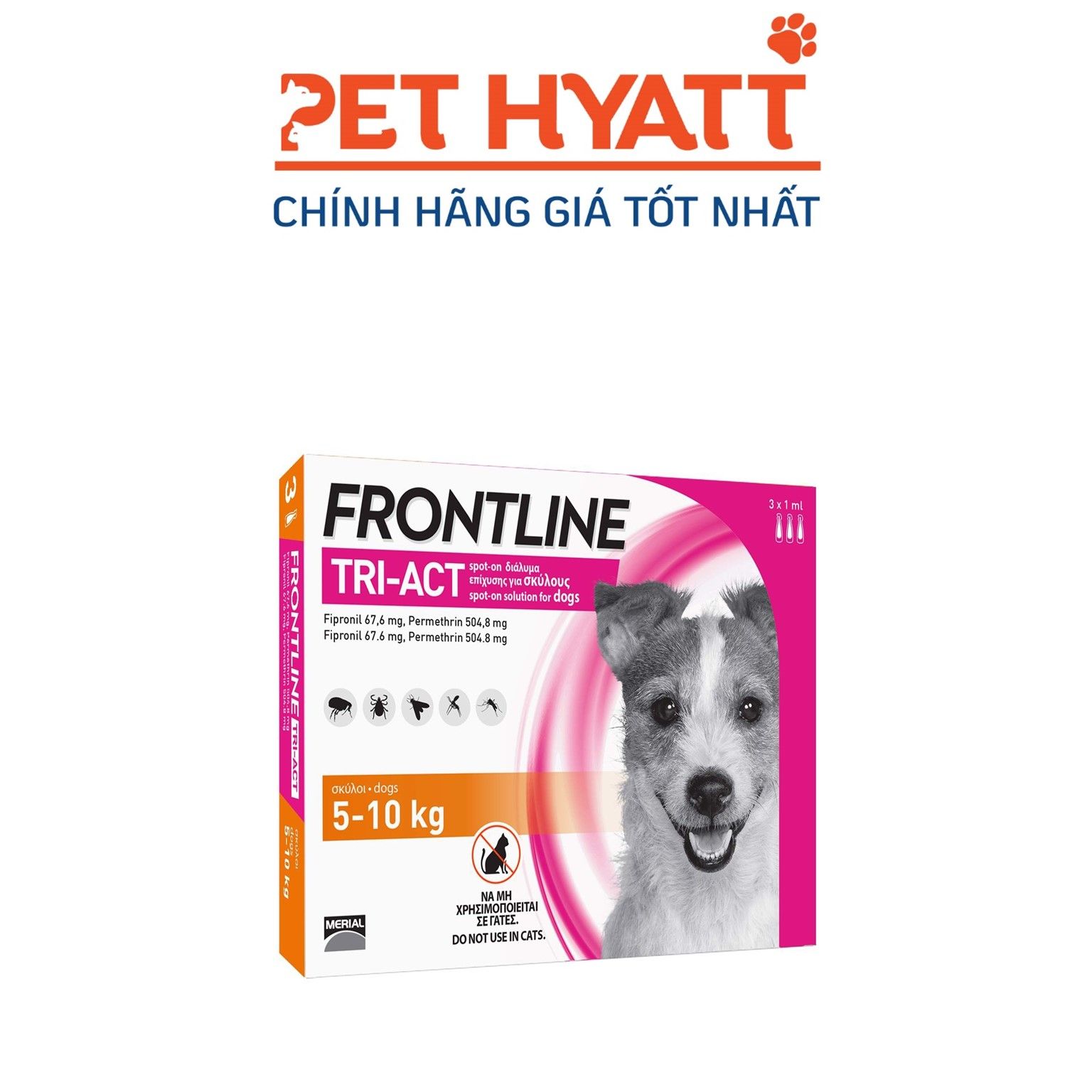 Nhỏ Gáy Trị Ve Rận,Côn Trùng Cho Chó FRONTLINE TRI-ACT Từ 5-10kg