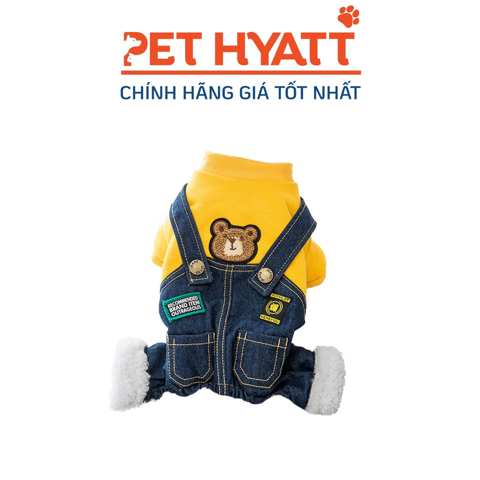 Bộ Áo Liền Quần Thêu Hình Gấu Cho Thú Cưng