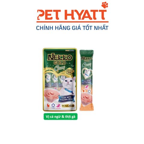  Soup Thưởng Cho Mèo Vị Cá Ngừ & Thịt Gà NEKKO GOLD Creamy Tuna & Chicken Meat 