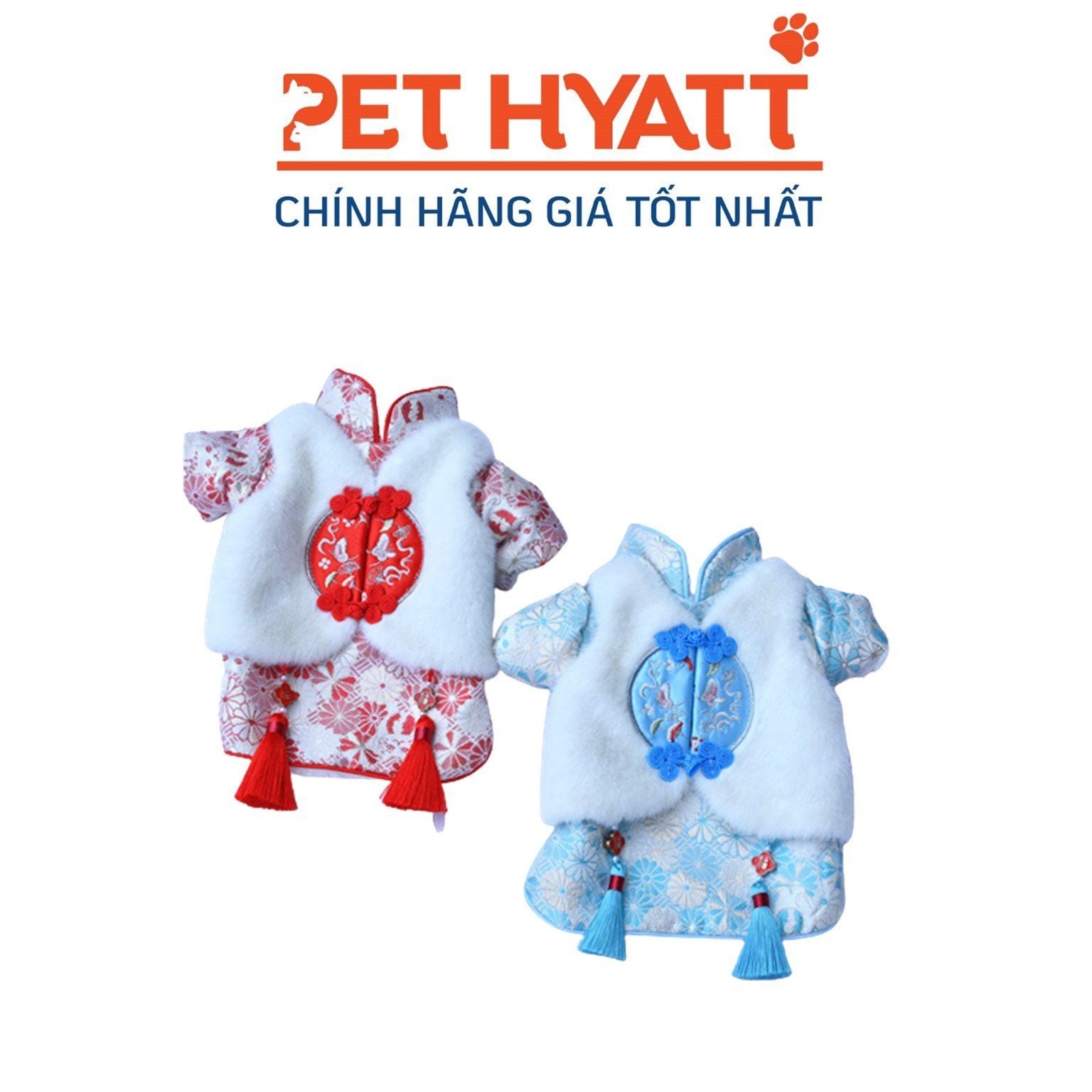 Áo Gấm Phối Lông Kèm Tua Rua Cho Thú Cưng