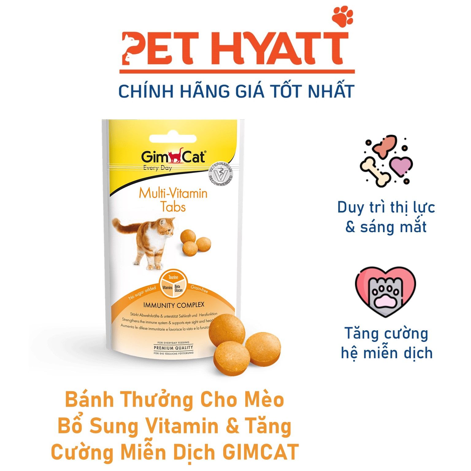 Bánh Thưởng Cho Mèo Bổ Sung Vitamin & Tăng Cường Miễn Dịch GIMCAT Multi-Vitamin Tabs