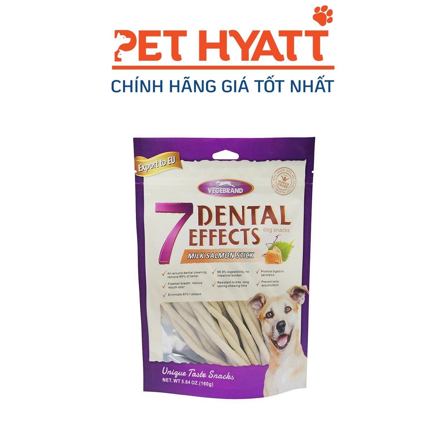 Bánh Thưởng Cho Chó Gặm Sạch Răng Vị Cá Hồi VEGEBRAND  7 Dental Effects Milk Salmon Stick