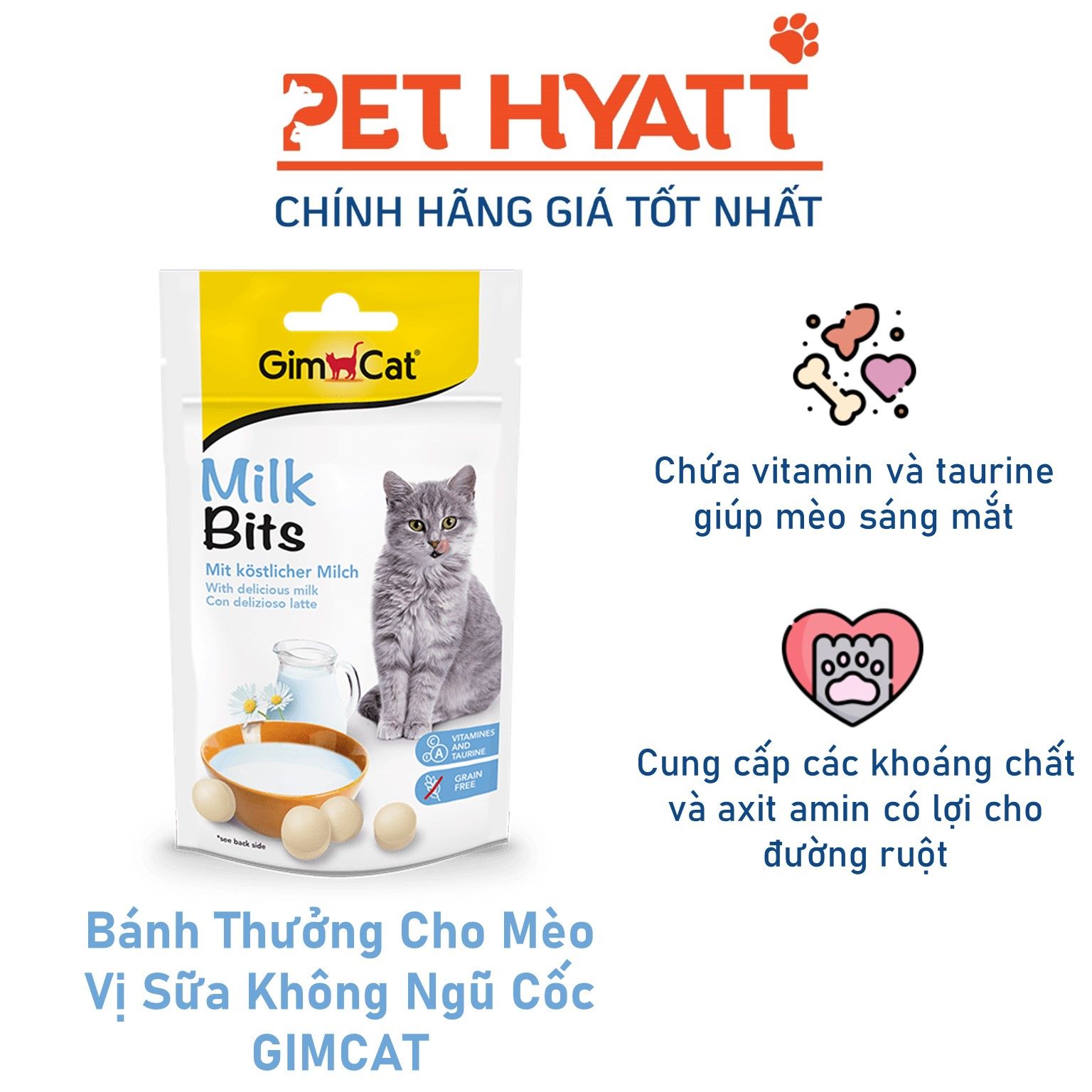 Bánh Thưởng Cho Mèo Vị Sữa Không Ngũ Cốc GIMCAT MilkBits