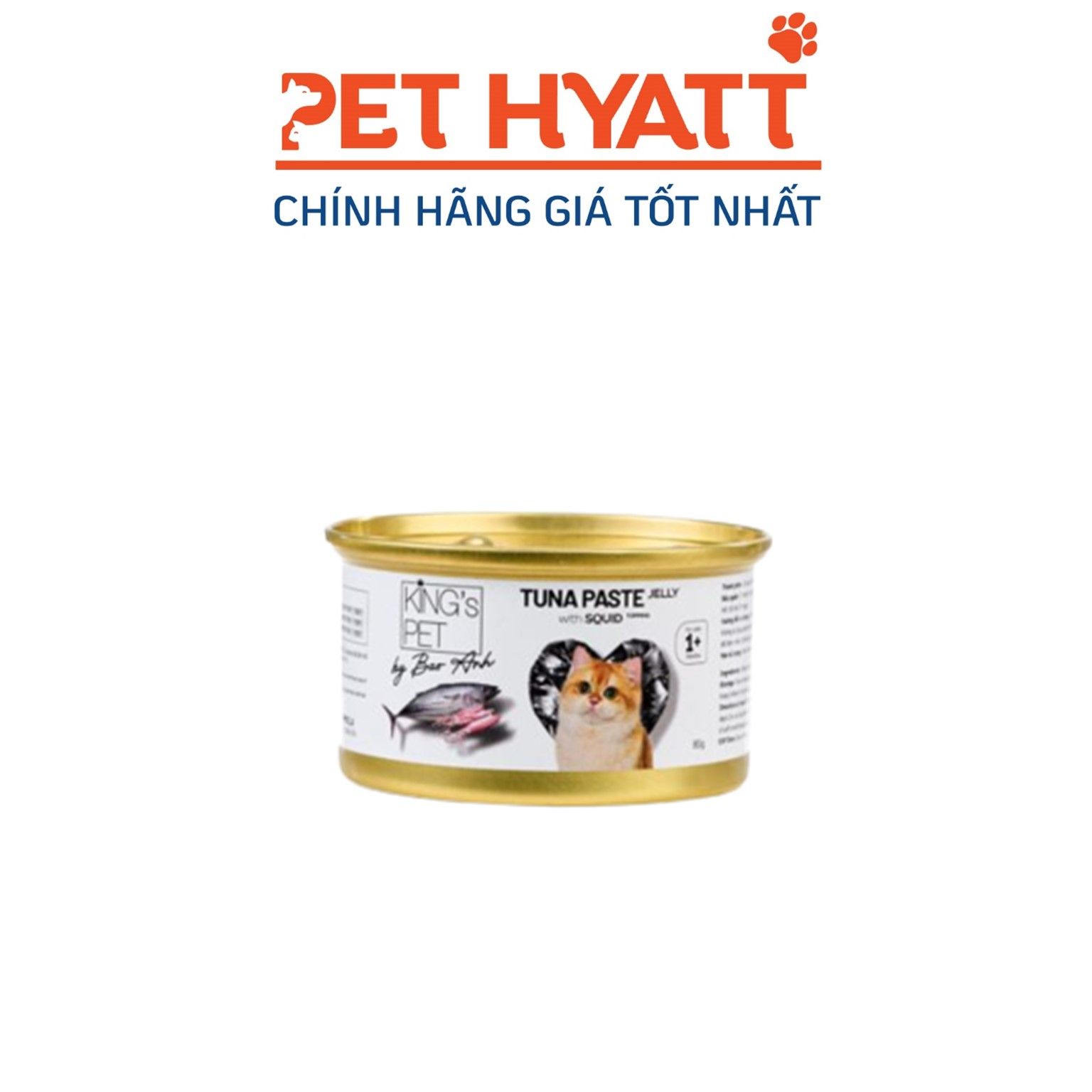 Pate Cho Mèo Vị Cá Ngừ & Mực Ống KING'S PET Tuna Paste Jelly With Squid Topping