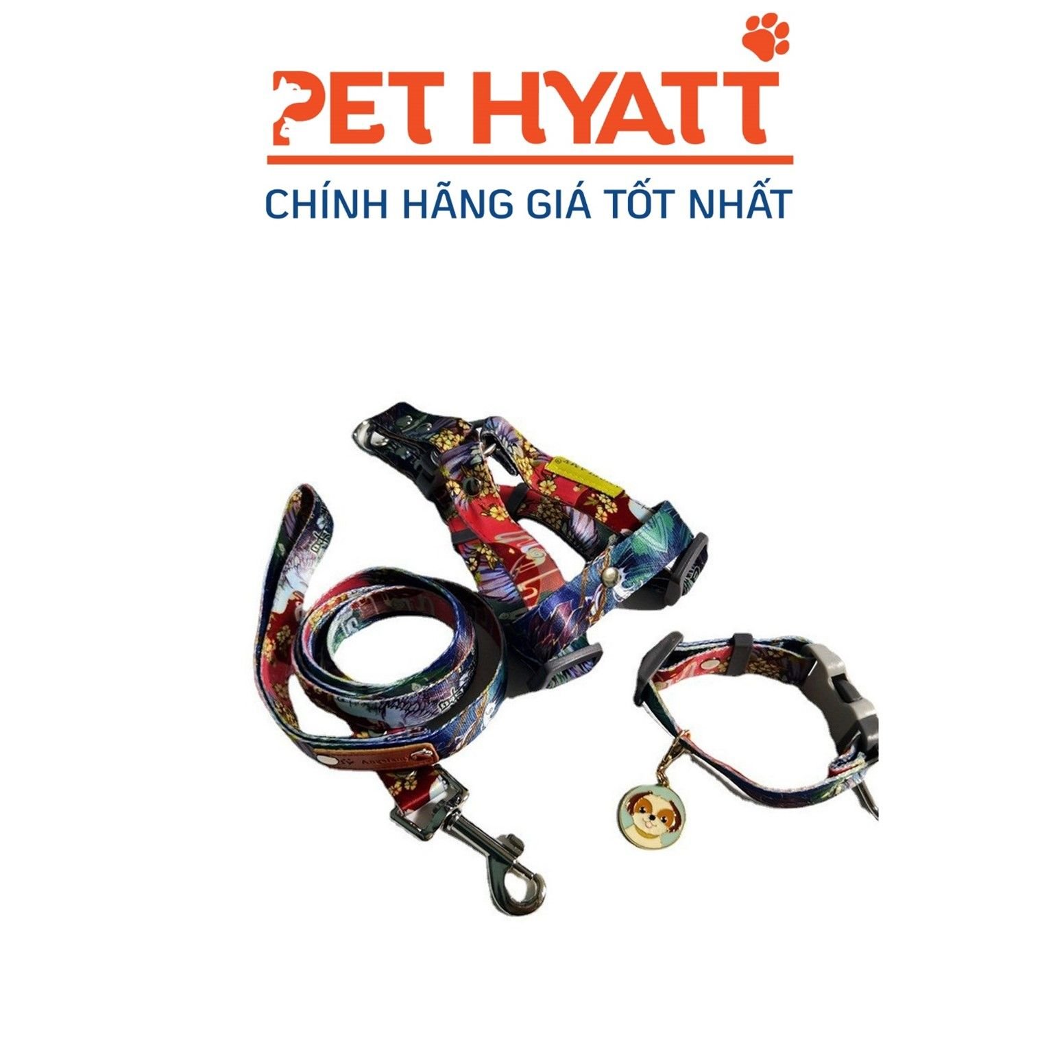 Dây Dắt Kèm Yếm & Vòng Cổ Tag Angelamy Phong Cảnh  Cho Thú Cưng