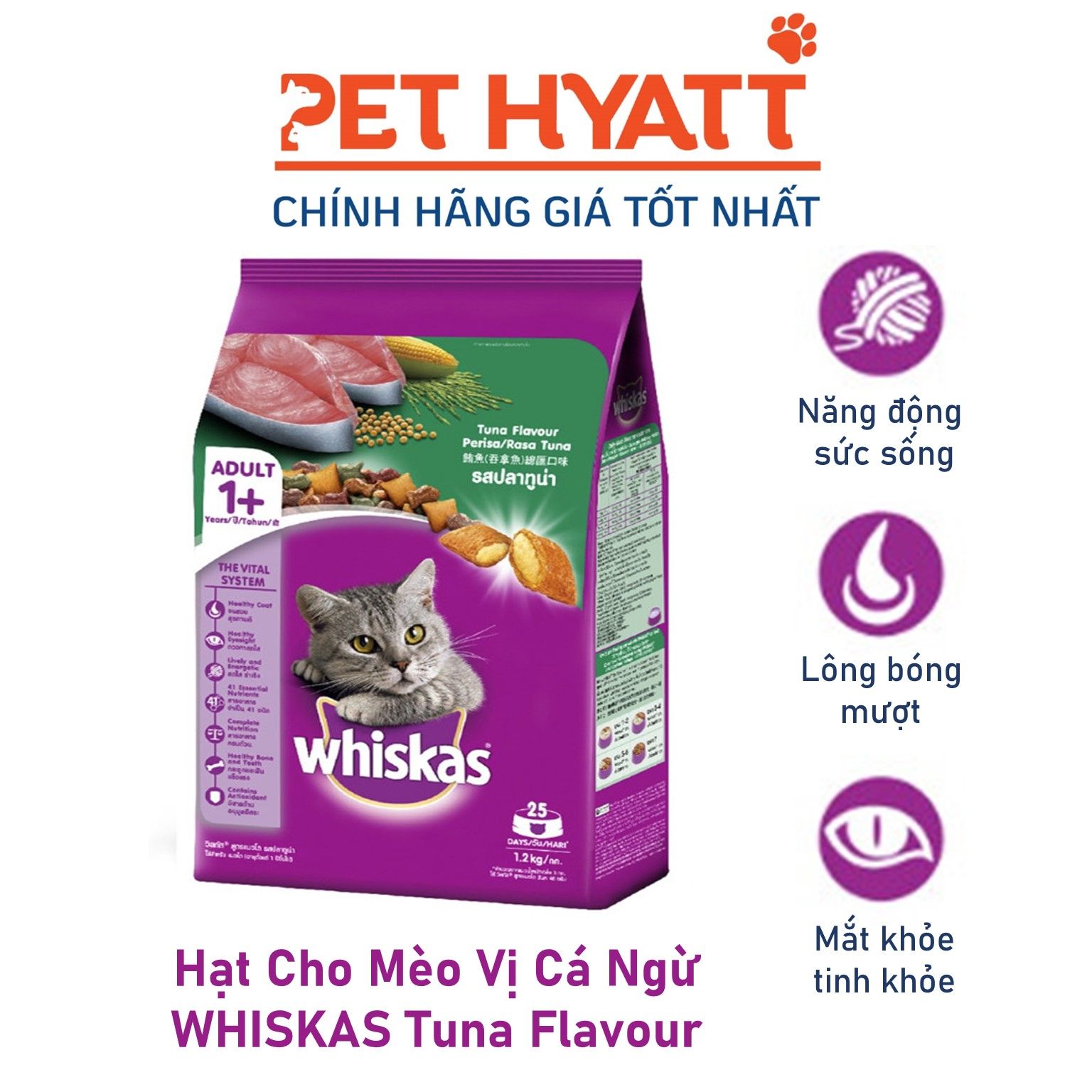 Hạt Cho Mèo Vị Cá Ngừ WHISKAS Tuna Flavour