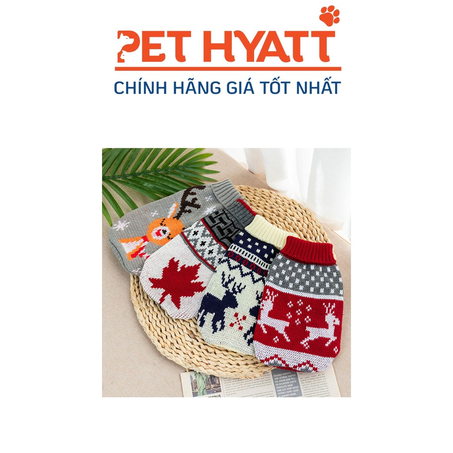 Áo Len Hình Hươu Mùa Noen Cho Thú Cưng