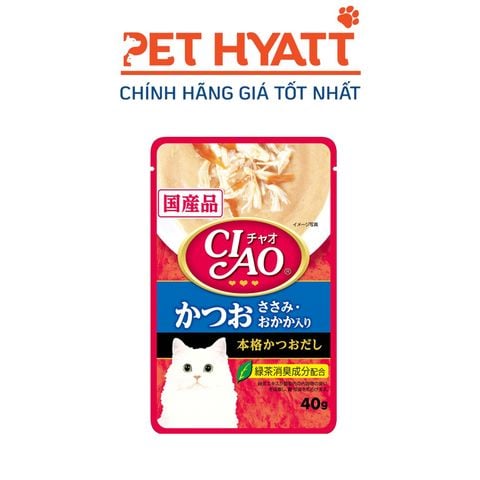  Pate Cho Mèo Thịt Cá Ngừ Và Gà Phi Lê CIAO Tuna Katsuo, Chicken Fillet Topping Dried Bonito 