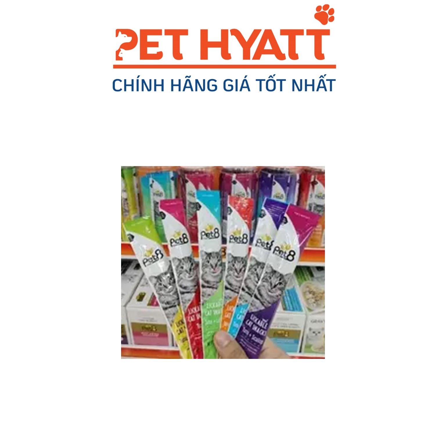 Soup Thưởng Cho Mèo PET8 Lickable Cat Snacks Nhiều Vị