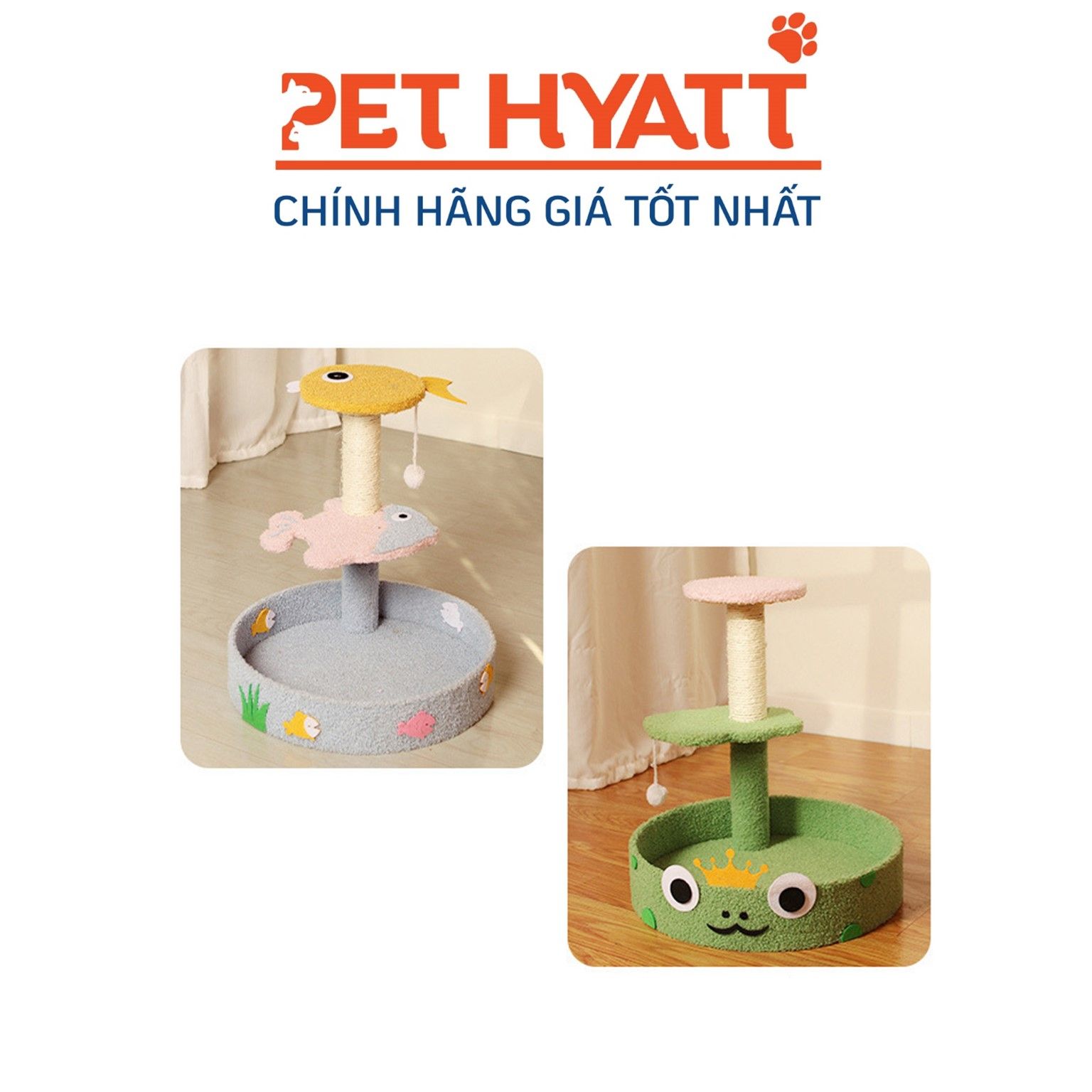 Ổ Lót Nằm Kèm Cattree Hình Cá Xám Cho Mèo
