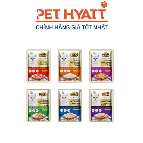  Pate Cho Mèo PET8 In Jelly Nhiều Vị 