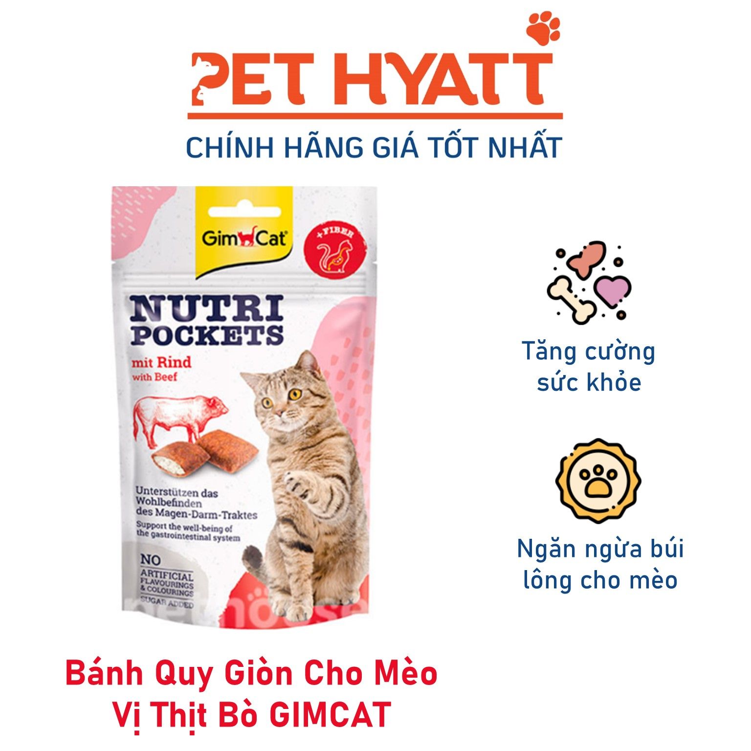 Bánh Quy Giòn Cho Mèo Vị Thịt Bò GIMCAT Nutri Pockets With Beef & Malt