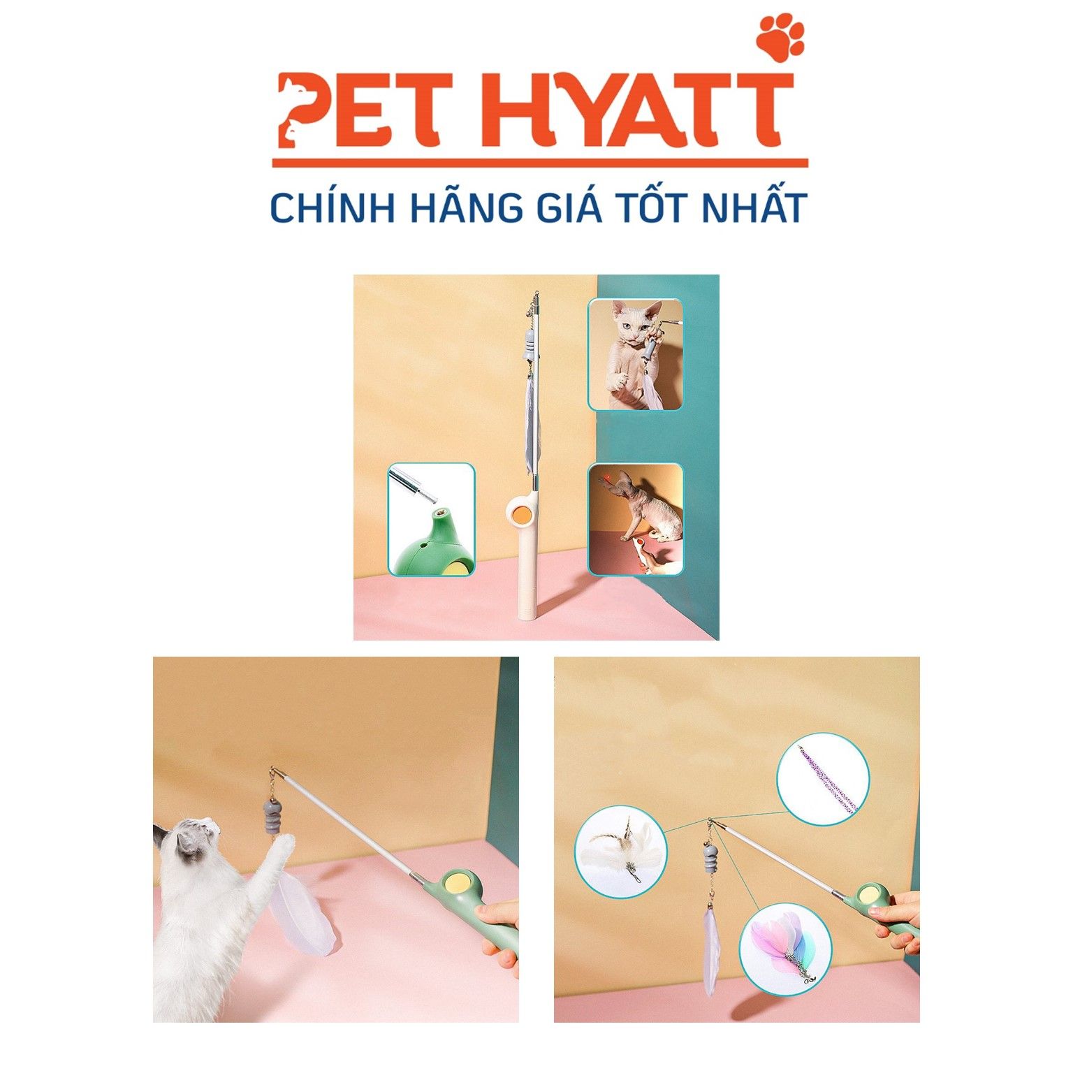 Cần Câu Đồ Chơi Cho Mèo Kèm Laser