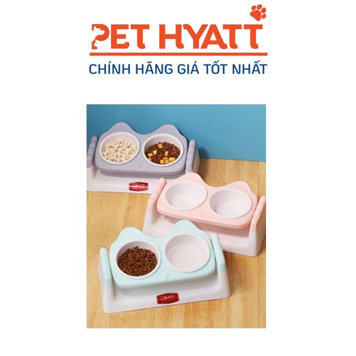 Bát Ăn 2 Ngăn Có Thể Điều Chỉnh Độ Nghiêng Cho Thú Cưng