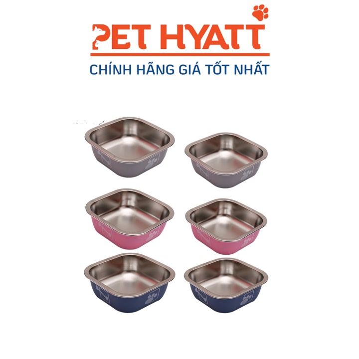 Bát Ăn Inox Vuông Cho Thú Cưng