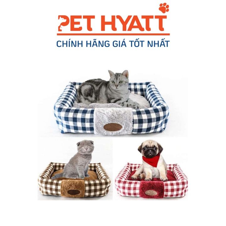 Nệm Vuông Caro Nhiều Kích Cỡ Cho Thú Cưng