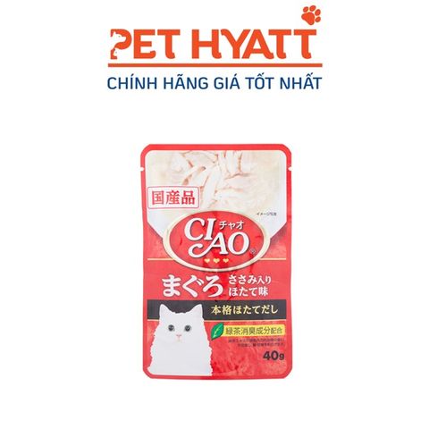  Pate Cho Mèo Thịt Cá Ngừ, Gà Phi Lê Và Sò Điệp CIAO Tuna Maguro , Scallop Topping Chicken Fillet IC-201 