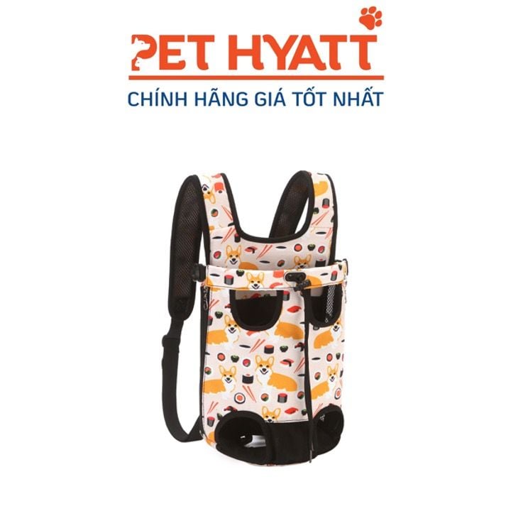 Địu Vận Chuyển Thú Cưng Dây Rút Trước Ngực Hình Corgi