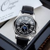 Đồng Hồ Patek Philippe Complications 5205G-010 Rep 1:1 Chế Tác Vỏ Bạc Mặt Đen Dây Da