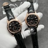 Đồng Hồ Patek Philippe Complications 5205R-010 Rep 1:1 Chế Tác Vỏ Vàng Khối 18K Mặt Đen Dây Da