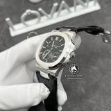 Đồng Hồ Patek Philippe Nautilus 5712G-001 Rep 1:1 Chế Tác Vỏ Vàng Trắng 18K Mặt Xám Dây Da