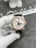 Đồng Hồ Patek Philippe Complications 5205R-001 Rep 1:1 Chế Tác Vỏ Vàng Khối 18K Niềng Bezel Độ Kim Cương Thiên Nhiên Mặt Trắng Dây Da