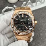 Đồng Hồ Audemars Piguet Royal Oak 15500OR.OO.1220OR.01 Rep 1:1 Chế Tác Vỏ Vàng Khối 18K Niềng Bezel Độ Kim Cương Thiên Nhiên Mặt Đen Dây Kim Loại