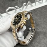 Đồng Hồ Rolex Cosmograph Daytona 116503-0004 Rep 1:1 Chế Tác Vỏ Demi Vàng Khối Mặt Đen Dây Kim Loại