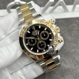 Đồng Hồ Rolex Cosmograph Daytona 116503-0004 Rep 1:1 Chế Tác Vỏ Demi Vàng Khối Mặt Đen Dây Kim Loại