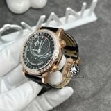 Đồng Hồ Patek Philippe Grand Complications 6104R-001 Rep 1:1 Chế Tác Vỏ Vàng Khối 18K Niềng Bezel Đính Kim Cương Thiên Nhiên Mặt Đen Dây Da