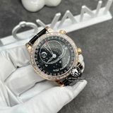 Đồng Hồ Patek Philippe Grand Complications 6104R-001 Rep 1:1 Chế Tác Vỏ Vàng Khối 18K Niềng Bezel Đính Kim Cương Thiên Nhiên Mặt Đen Dây Da