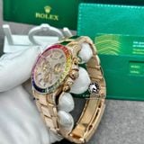 Đồng Hồ Rolex Cosmograph Daytona Rainbow 116595RBOW Rep 1:1 Chế Tác Vỏ Vàng Khối 18K Niềng Bezel Đính Ruby Cầu Vồng Mặt Và Cọc Số Độ Kim Cương Thiên Nhiên Dây Kim Loại