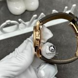 Đồng Hồ Patek Philippe Nautilus 5724R-001 Rep 1:1 Chế Tác Vỏ Vàng Khối 18K Niềng Bezel Đính Kim Cương Thiên Nhiên Mặt Nâu Dây Da