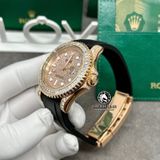 Đồng Hồ Rolex Yacht-Master 126655 Rep 1:1 Chế Tác Vỏ Vàng Khối 18K Niềng Bezel Và Mặt Số Độ Kim Cương Thiên Nhiên Dây Cao Su