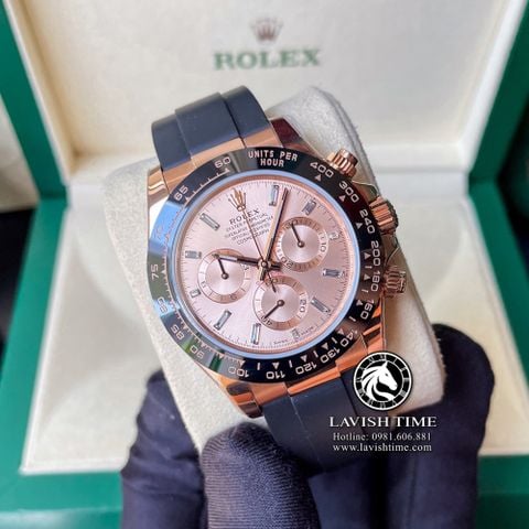 Đồng Hồ Rolex Cosmograph Daytona 116515LN-0061 Rep 1:1 Cao Cấp Vỏ Vàng Hồng Mặt Hồng Dây Cao Su