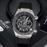 Đồng Hồ Hublot Big Bang Unico 42mm Rep 1:1 Chế Tác Vỏ Bạc Niềng Ceramic Đen Mặt Xám Dây Cao Su 421.NM.1170.RX