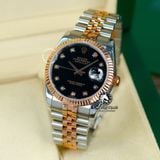 Đồng Hồ Rolex Datejust 36mm 126231 Rep 1:1 Chế Tác Vỏ Demi Bọc Vàng Mặt Đen Cọc Số Đính Đá Dây Kim Loại Jubilee