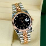 Đồng Hồ Rolex Datejust 36mm 126231 Rep 1:1 Chế Tác Vỏ Demi Bọc Vàng Mặt Đen Cọc Số Đính Đá Dây Kim Loại Jubilee