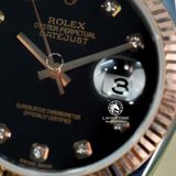 Đồng Hồ Rolex Datejust 36mm 126231 Rep 1:1 Chế Tác Vỏ Demi Bọc Vàng Mặt Đen Cọc Số Đính Đá Dây Kim Loại Jubilee
