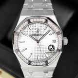 Đồng Hồ Audemars Piguet Royal Oak 15500ST.OO.1220ST.04 Rep 1:1 Chế Tác Vỏ Bạc Độ Viền Bezel Kim Cương Thiên Nhiên - Moissanite Mặt Trắng Dây Kim Loại