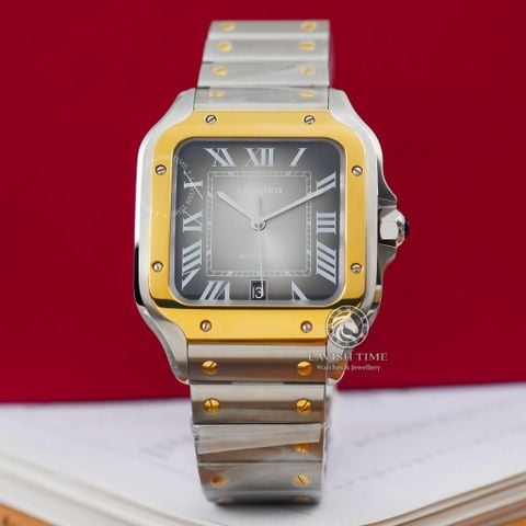 Đồng Hồ Cartier Santos De Cartier 40mm CRW2SA0030 Rep 1:1 Chế Tác Demi Vàng Kim Mặt Xám