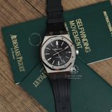 Đồng Hồ Audemars Piguet Royal Oak 15400 Rep 1:1 Vỏ Bạc Mặt Đen Dây Cao Su