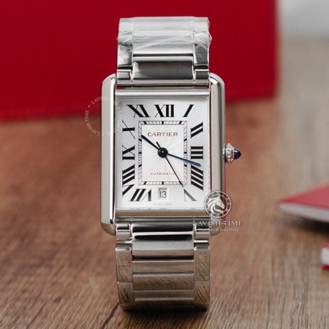 Đồng Hồ Cartier Tank Must Extra Large WSTA0053 Rep 1:1 Chế Tác Mặt Trắng Dây Thép