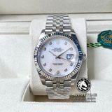 Đồng Hồ Rolex Datejust 41mm 126334-0020 Rep 1:1 Cao Cấp Vỏ Bạc Mặt Xà Cừ Trắng Cọc Số Đính Đá Dây Kim Loại Jubilee