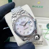 Đồng Hồ Rolex Datejust 41mm 126334-0020 Rep 1:1 Cao Cấp Vỏ Bạc Mặt Xà Cừ Trắng Cọc Số Đính Đá Dây Kim Loại Jubilee