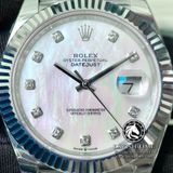 Đồng Hồ Rolex Datejust 41mm 126334-0020 Rep 1:1 Cao Cấp Vỏ Bạc Mặt Xà Cừ Trắng Cọc Số Đính Đá Dây Kim Loại Jubilee